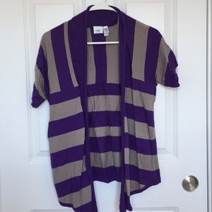 Striped short sleeve cardigan